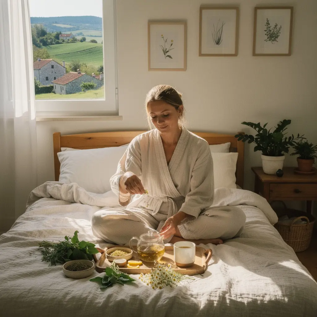 Zamrznute biljne kockice leda u čaši čaja s voćem