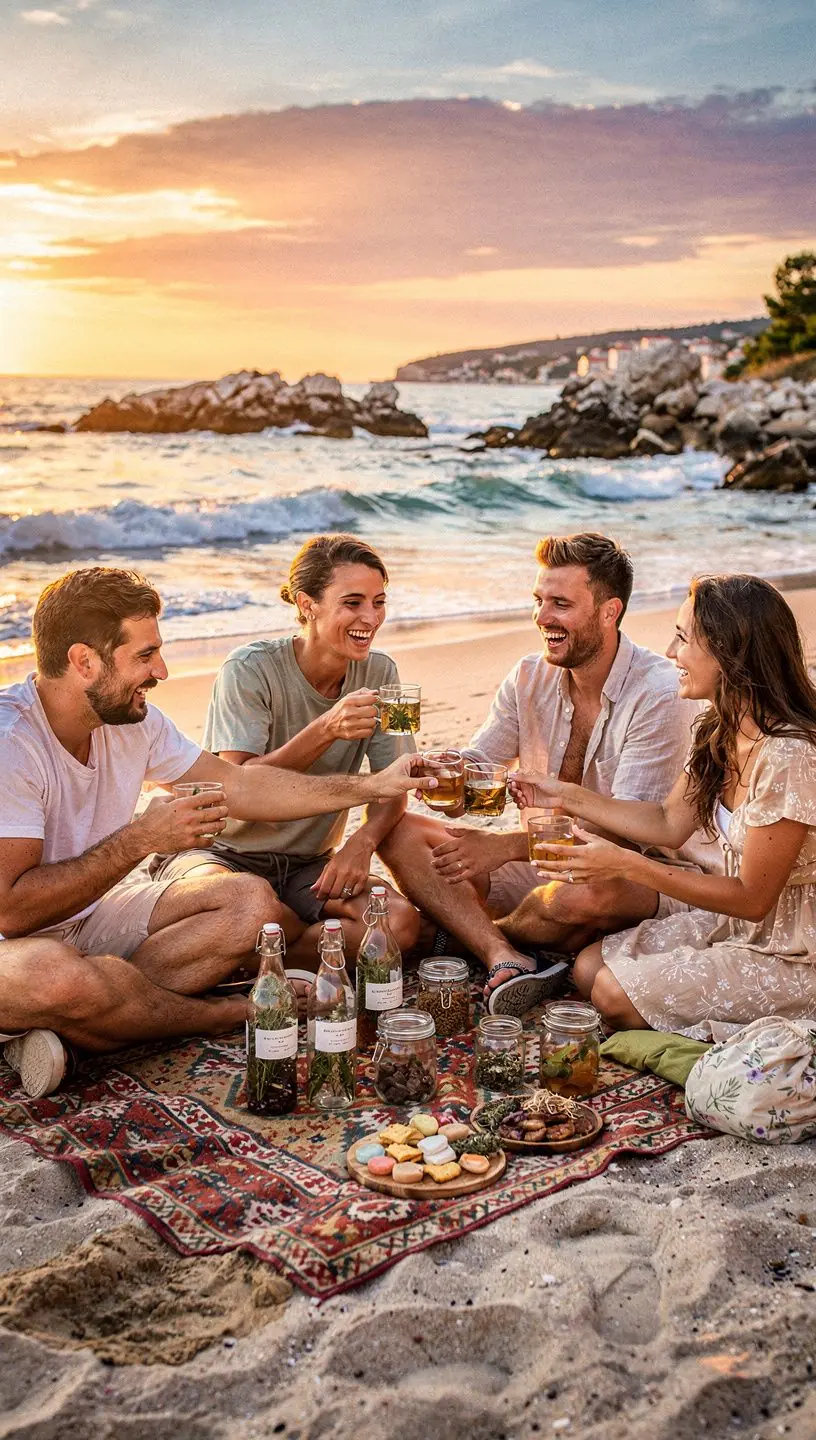 Umirujuća scena s čajem, svijećama i opuštajućom glazbom u pozadini